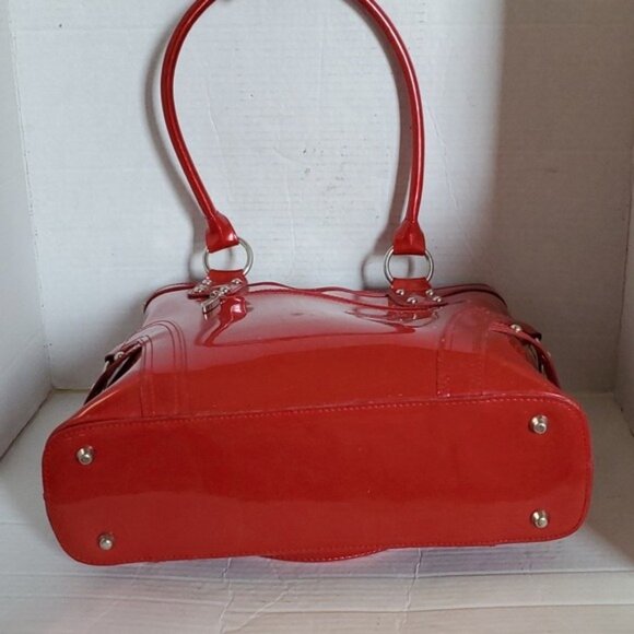 Beijo Head Over Heels Red Patent Leather Bag Tote Shoulder Handbag Purse Women's - Picture 7 of 16